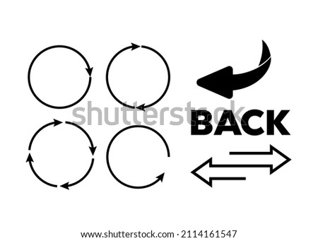 Rotating, circular, cyclic arrows. Recurrence sign. Flip over or turn arrow. Reverse sign