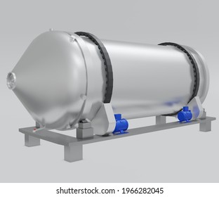 Rotating Drum Bioreactor For Solid State Fermentation 3d Rendering