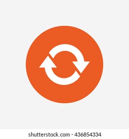 Rotation Icon. Repeat Symbol. Refresh Sign. Orange Circle Button With Icon. 