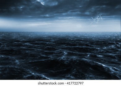 Rough Blue Ocean Against Rugby Pitch