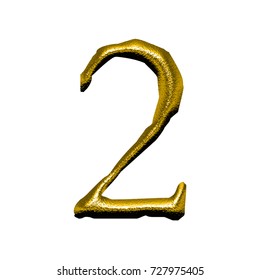 Rough Textured Gold Metal Number Two Stock Illustration 727975405 ...