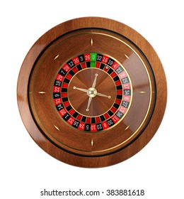 Roulette Wheel In Casino Isolated On White Background.