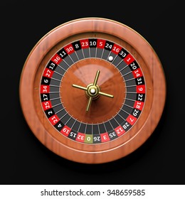 Roulette Wheel On Black Background.From Above