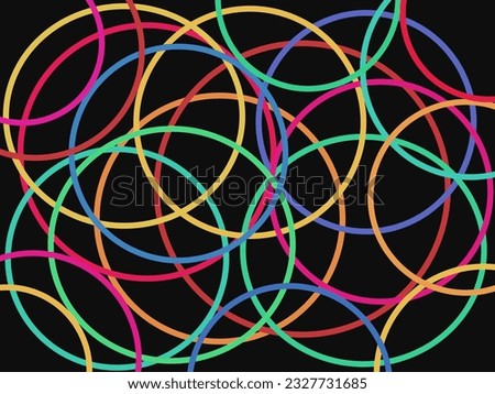 Round backgrounds, vector illustration - black background with colorful circle shape or Several colorful circulars on a black background