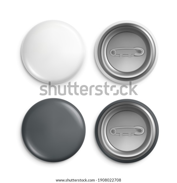 Round Badges White Plastic Badge Mockup Stock Illustration 1908022708