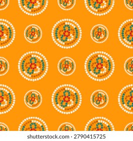 round bandhani pattern with yellow background tie and dye method