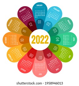 Round Calendar Planner for 2022. Calendar template for 2022. Stationery Design Print Template with Place for Photo, Your Logo and Text. Corporate and business calendar. - Powered by Shutterstock