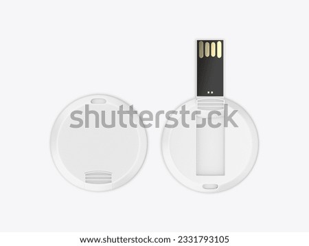 Round card pendrive round card shape usb flash drive for promotional branding. 3d illustration.
