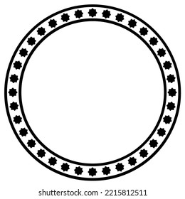 Round Circular Basic Shapes Pattern Framework, Empty Shapes Repetition Inside Double Outline Border Design Artwork Mini