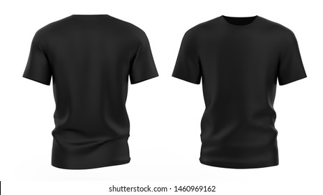 round collared shirt mock up template, back view, isolated on white, plain t-shirt mockup. design presentation for print. 3d illustration