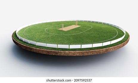 Round cricket stadium Cut out earth Empty Play Ground 3d illustration 