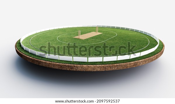 Round cricket stadium Cut out earth Empty Play Ground 3d\
illustration 