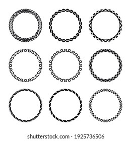 Round Curly Frames. Set of Different Frames on a White Background. 