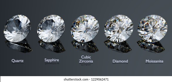 Heart Cut Diamond Substitutes Comparison Quartz Stock Illustration ...