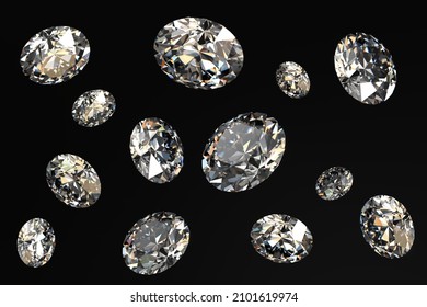 Round Diamonds Isolated On Black Background Stock Illustration ...