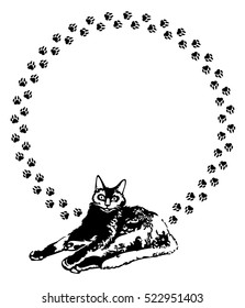 Round Frame Black Cat Cats Footsteps のイラスト素材 Shutterstock