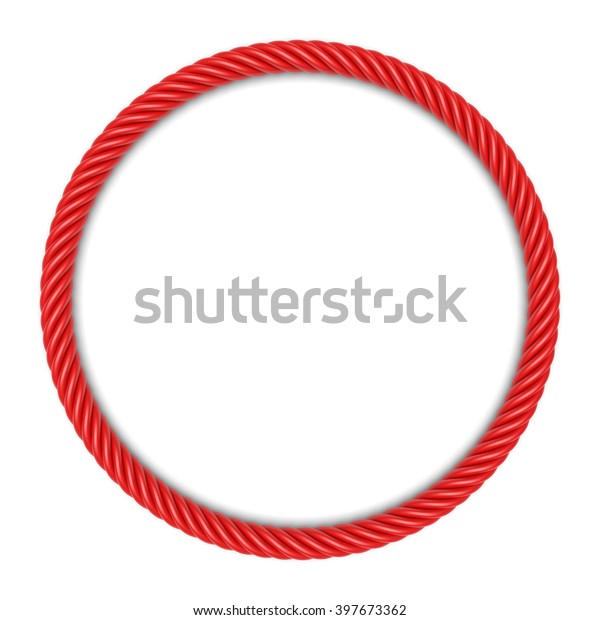 赤いロープでできた丸い枠 3d画像 のイラスト素材