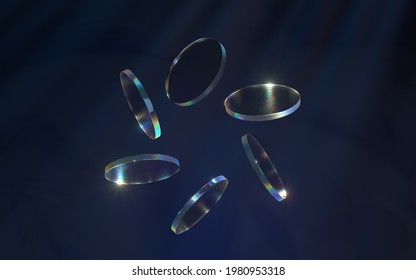 Round glass and light dispersion  3d rendering  Computer digital drawing 