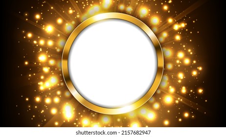 Round Gold Sign On Gold Big Bang Concept. Widescreen Illustration
