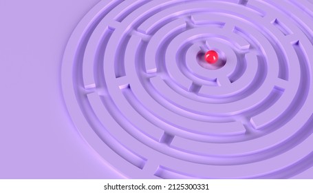 Round Maze With Red Ball In The Center 3D Illustration