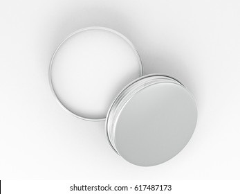 Round Metal Tin, Cosmetic Box Wiht Product 3d Rendering