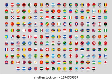 Round National Flags. World Countries Flag Circles, Official Country Rounded Symbols. Ukraine, Germany And China Flags Or Geography Lesson Round Country Profile Avatar. Isolated  Icons Set