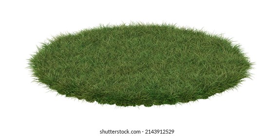 A Round Patch Of Grass, Isolated On White Background. 3d Image