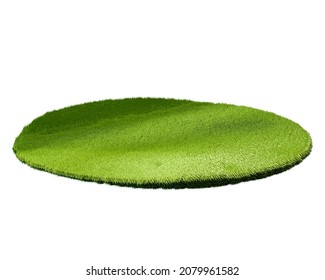 Round Piece Of Green Lawn Isolated On A White Background. Grass Texture, 3d Render. Golf Concept.