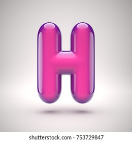 Round pink glossy font 3d rendering letter H