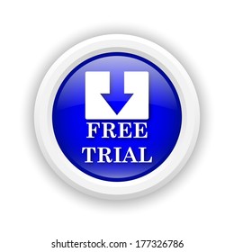 Round plastic icon with white design on blue background