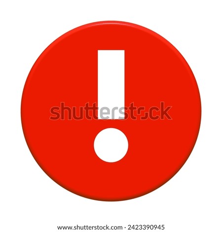 Round red Button with Warning icon