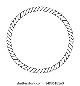 Round Rope Frame. Circle Ropes, Rounded Border And Decorative Marine Cable Frame Circles. Rounds Cordage Knot Stamp Or Nautical Twisted Knots Logo Isolated Icon