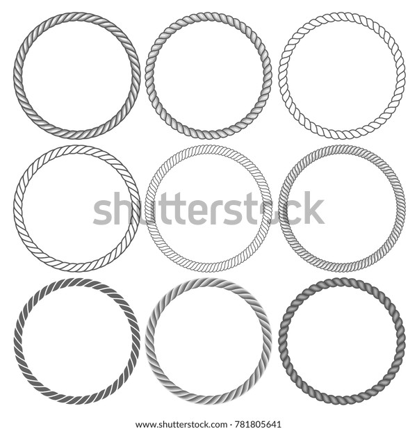 Round Rope Frames Collection On White Stock Illustration 781805641