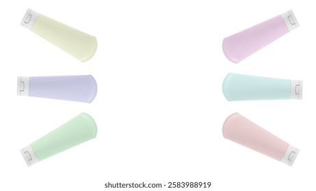 Round Seal Tube in a clean pastel color. Premium cosmetic mockup perfect for skincare, beauty, and personal care product presentations. ideal for creams, lotions, serums, and facial cleanser