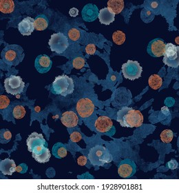 Round Seamless Pattern With Watercolor Effect.