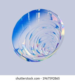 Round shape abstract design element  holographic spectral gradient texture  minimalist colorful art 3d rendering
