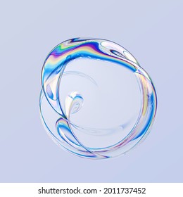 Round shaped fluid frame  colorful holographic texture circle 3d rendering material  multicolored gradient abstract shape and thin film effect