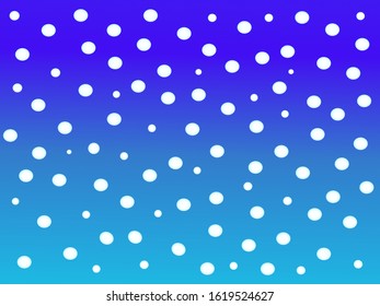 round snowfall on blue gradient sky background