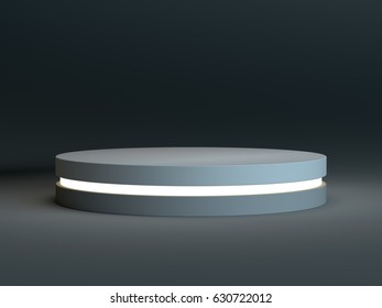 Round Stage Podium On Dark Background. 3d Illustration