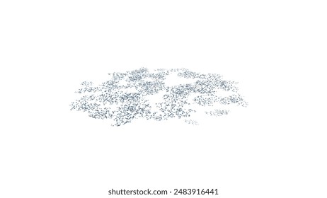 Round surface of Small Plant forest patch covered with flowers, green or dry grass and stone isolated on transparent background. Realistic natural element for design. Bright 3d