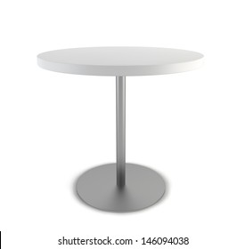 Round Table. 3d Illustration On White Background 