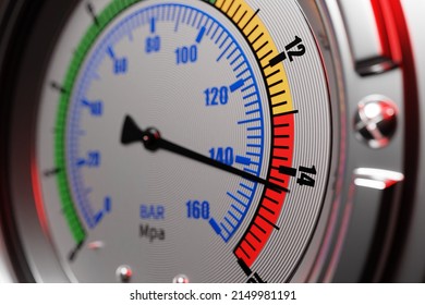Round Temperature Gauge Isolated On A White Background. Circular Barometer Or Indicator Template. 3d Illustration