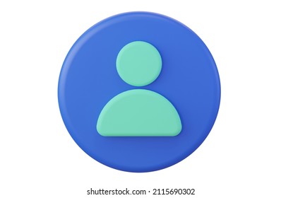 Round User Icon. Isolated On White Background. 3D Rendering.