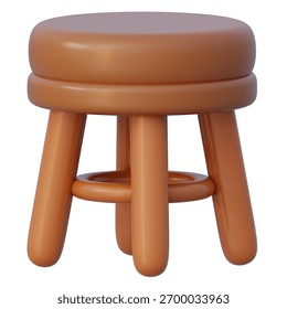 Rounded orange 3d rendered stool for kitchen counter