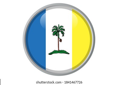 Rounded Pulau Pinang State Flag 3D Button