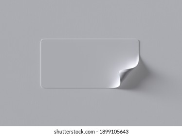 Rounded Rectangle Sticker Mouckup With Curled Corner. 3D Render.