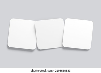 Rounded Square Business Card Mockup. 3D Rendering