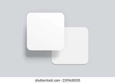 Rounded Square Business Card Mockup. 3D Rendering