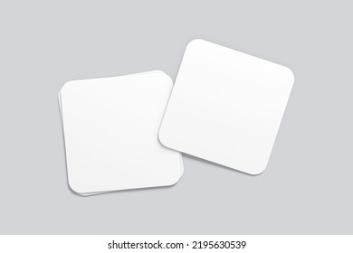 Rounded Square Business Card Mockup. 3D Rendering