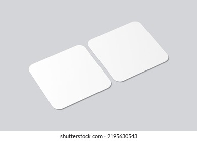 Rounded Square Business Card Mockup. 3D Rendering